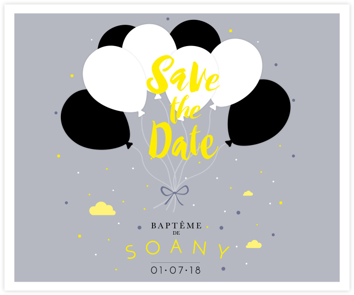 Save the date du baptême de Soany