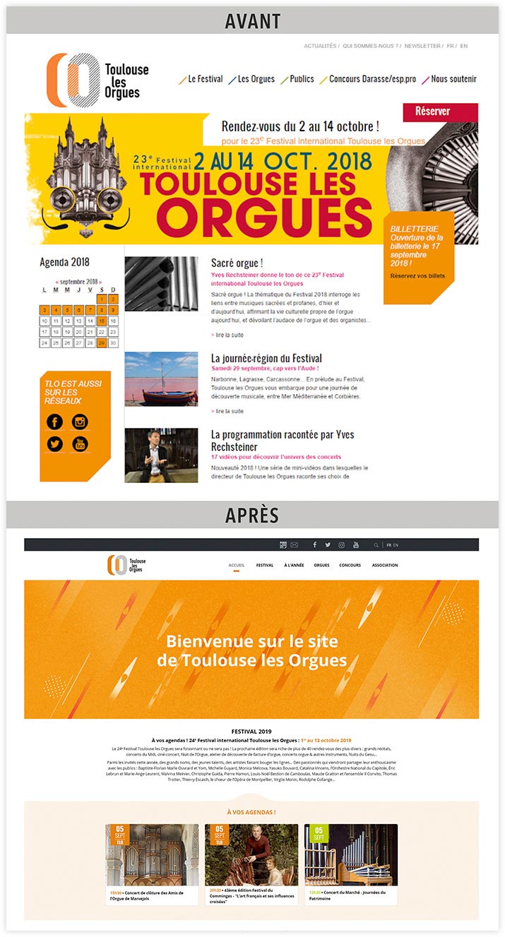 Le site avant et après refonte