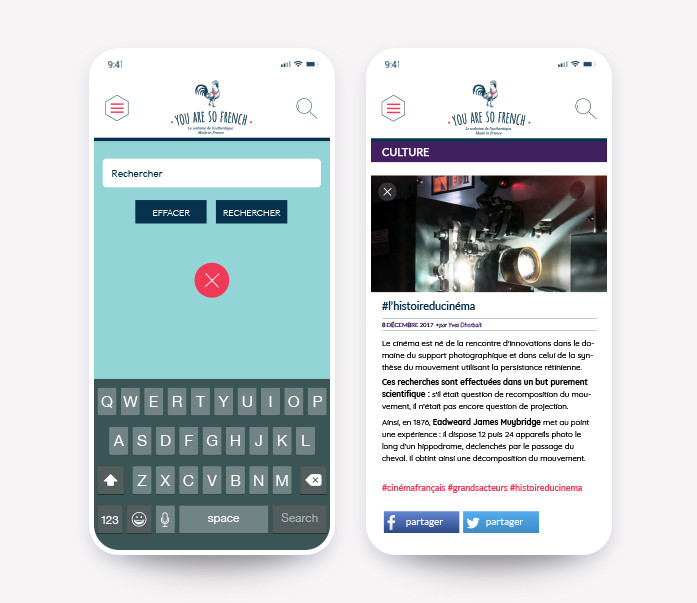 Page recherche et article You are so french version mobile